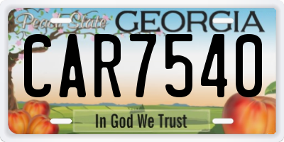 GA license plate CAR7540