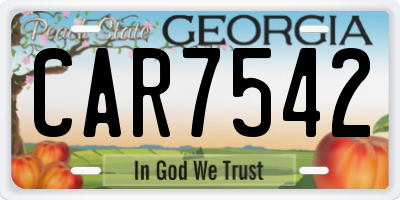 GA license plate CAR7542