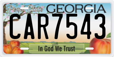 GA license plate CAR7543