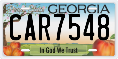 GA license plate CAR7548