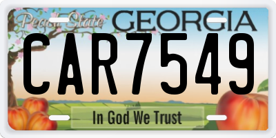 GA license plate CAR7549