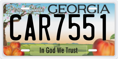 GA license plate CAR7551