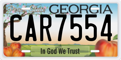 GA license plate CAR7554