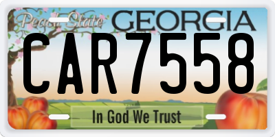 GA license plate CAR7558