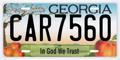 GA license plate CAR7560