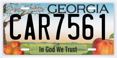 GA license plate CAR7561