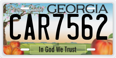 GA license plate CAR7562