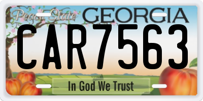 GA license plate CAR7563