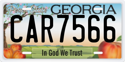 GA license plate CAR7566