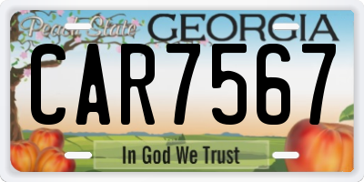 GA license plate CAR7567