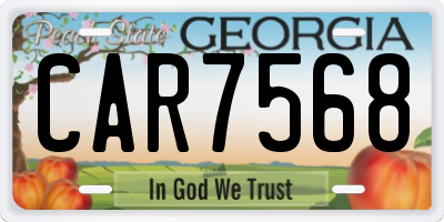 GA license plate CAR7568