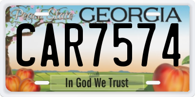 GA license plate CAR7574