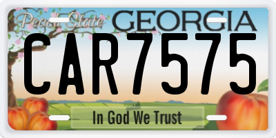 GA license plate CAR7575