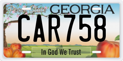 GA license plate CAR758