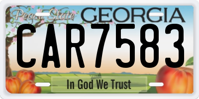 GA license plate CAR7583