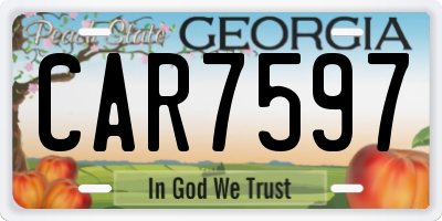 GA license plate CAR7597