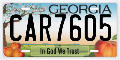 GA license plate CAR7605