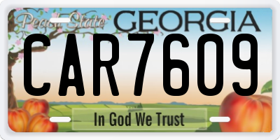 GA license plate CAR7609