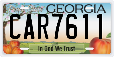 GA license plate CAR7611