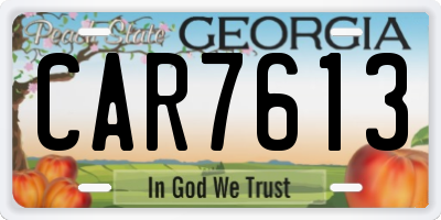 GA license plate CAR7613