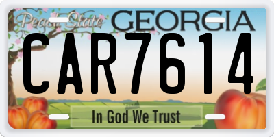 GA license plate CAR7614