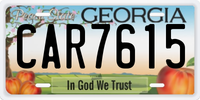 GA license plate CAR7615