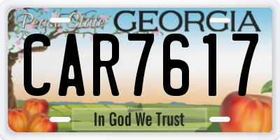 GA license plate CAR7617