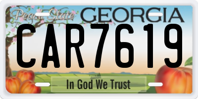 GA license plate CAR7619