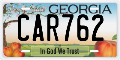 GA license plate CAR762