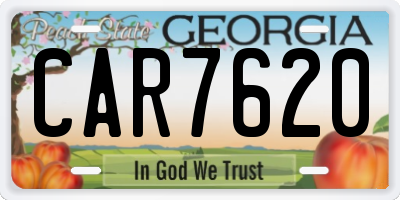 GA license plate CAR7620