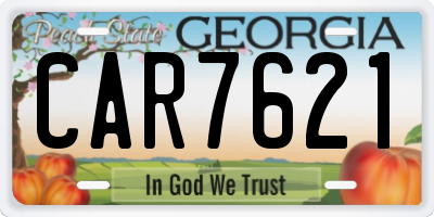 GA license plate CAR7621