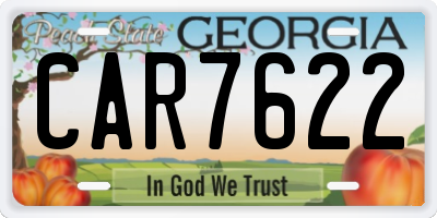 GA license plate CAR7622