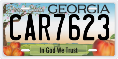 GA license plate CAR7623