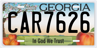 GA license plate CAR7626