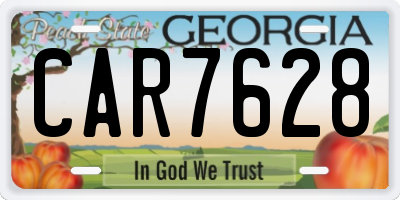 GA license plate CAR7628