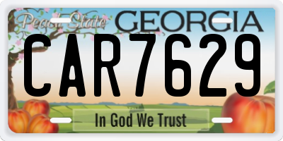 GA license plate CAR7629