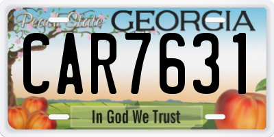 GA license plate CAR7631