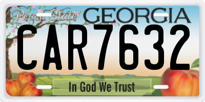 GA license plate CAR7632