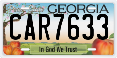 GA license plate CAR7633