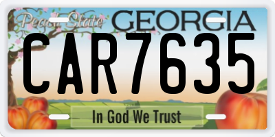 GA license plate CAR7635