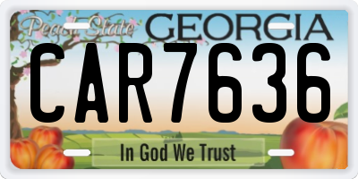 GA license plate CAR7636