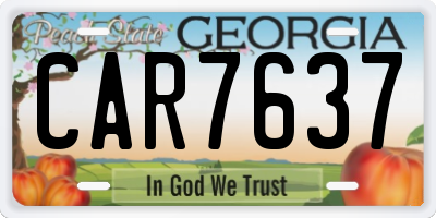 GA license plate CAR7637