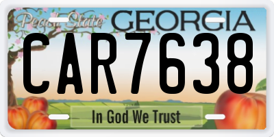 GA license plate CAR7638