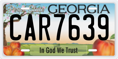 GA license plate CAR7639