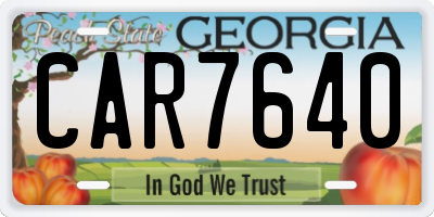 GA license plate CAR7640