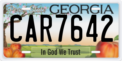 GA license plate CAR7642