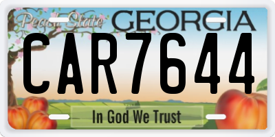 GA license plate CAR7644