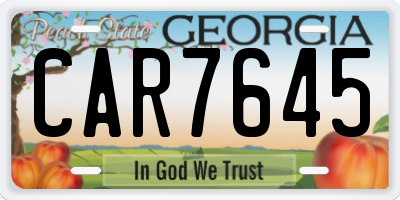 GA license plate CAR7645