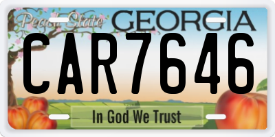 GA license plate CAR7646