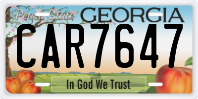 GA license plate CAR7647